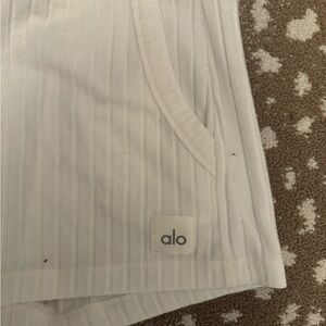 Alo White Ribbed Set 3 Piece Lounge Set